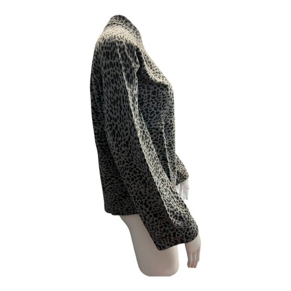MONROW Women Mini Leopard Mock Neck L/S Sweater~Size M~Black/Gray Cashmere L7 14 - Picture 3 of 8
